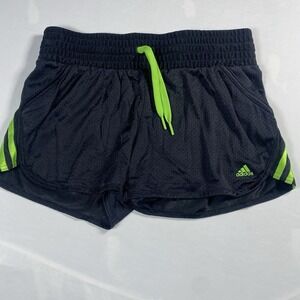 Adidas Womens Running Shorts Black Green  Strip High Waist Size